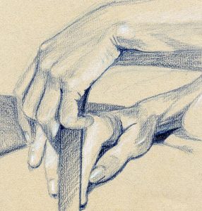 Rebecca Skelton drawing hands