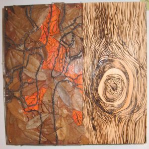 Rachel Stewart - woodburning collage